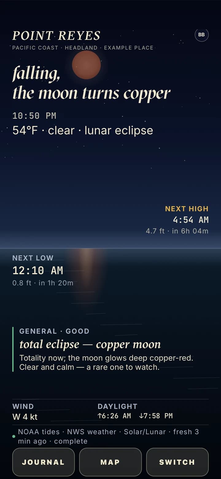 Blood-moon eclipse — representative Tidewater app preview
