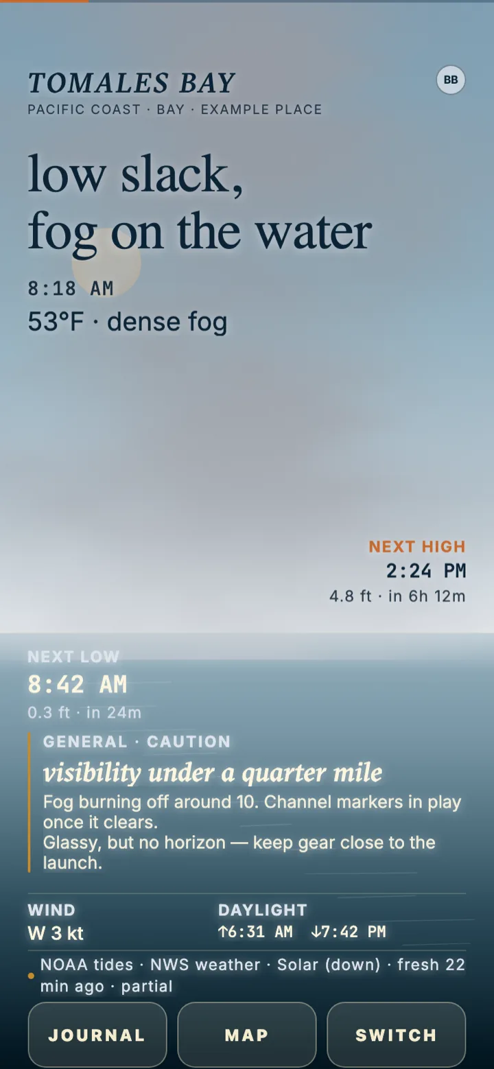 Sea fog — representative Tidewater app preview