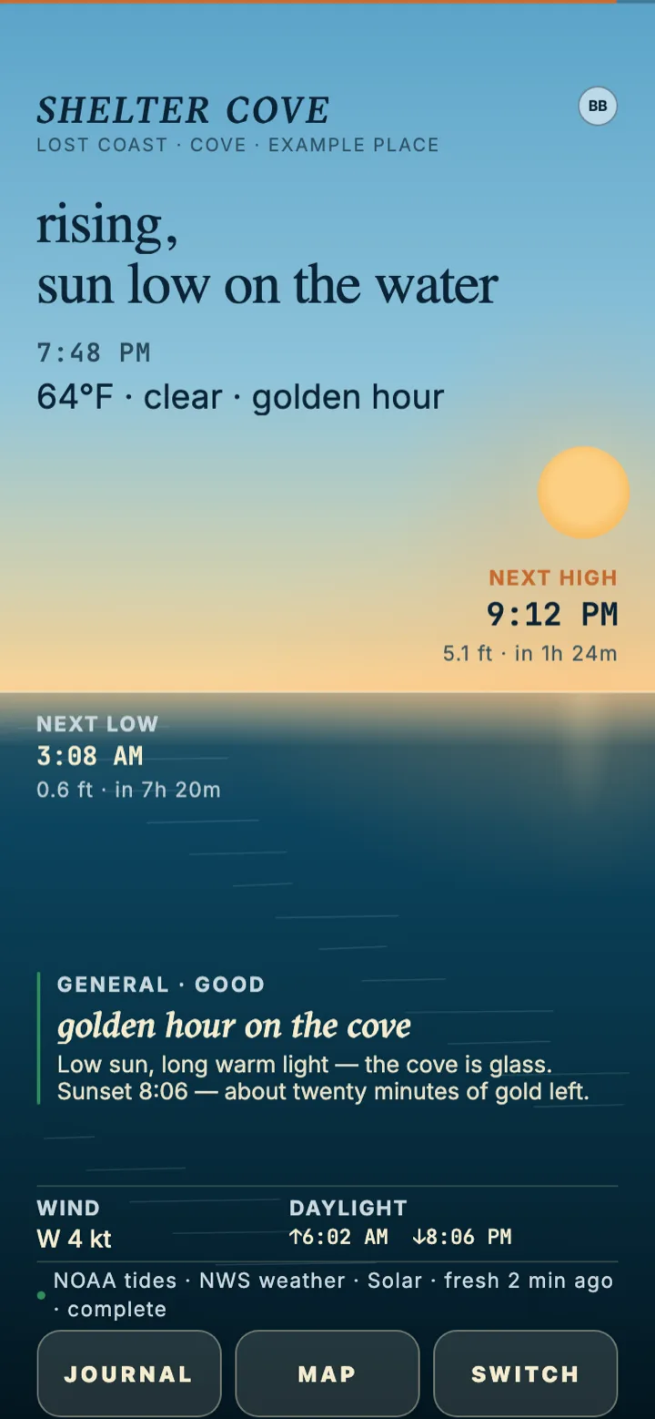 Golden hour — representative Tidewater app preview