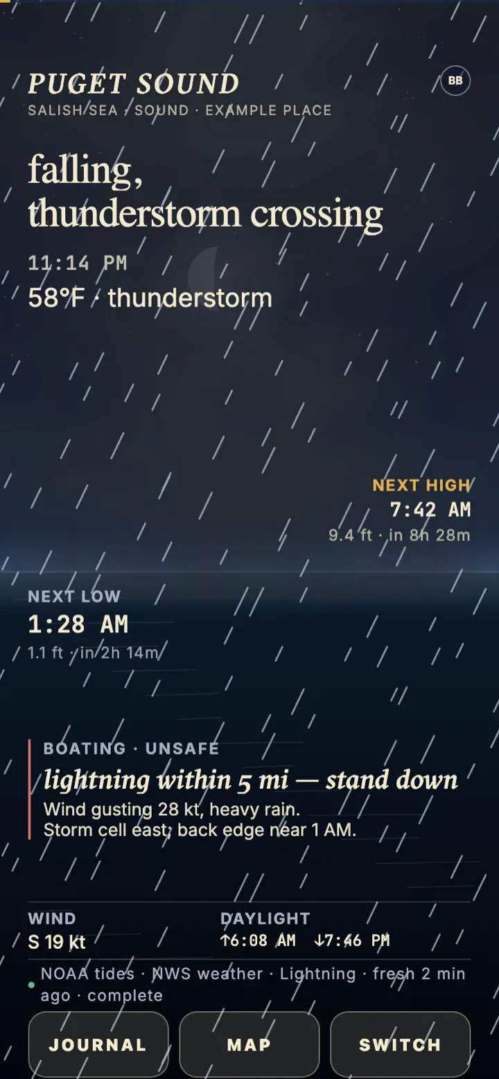Thunderstorm — representative Tidewater app preview