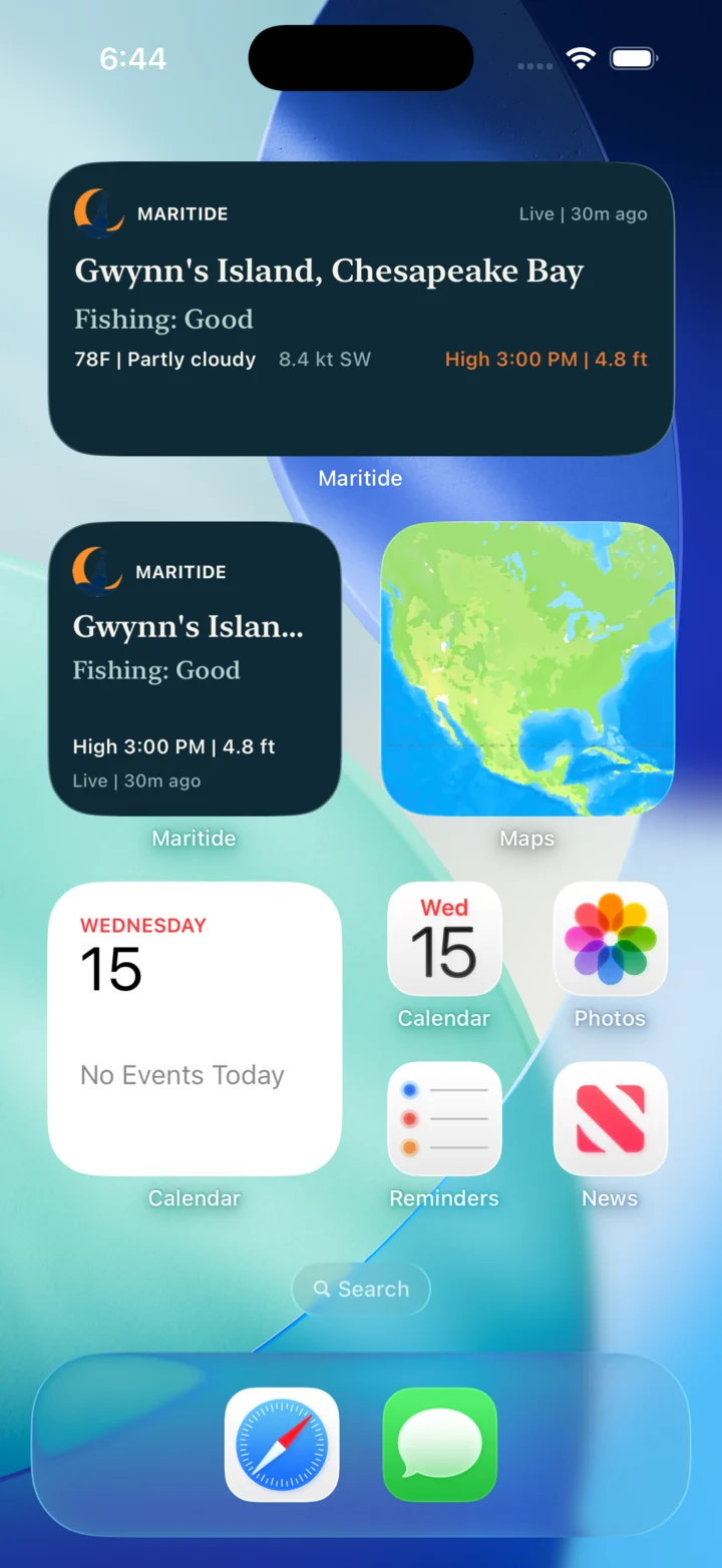 Maritide Captain Home Screen widget representative preview