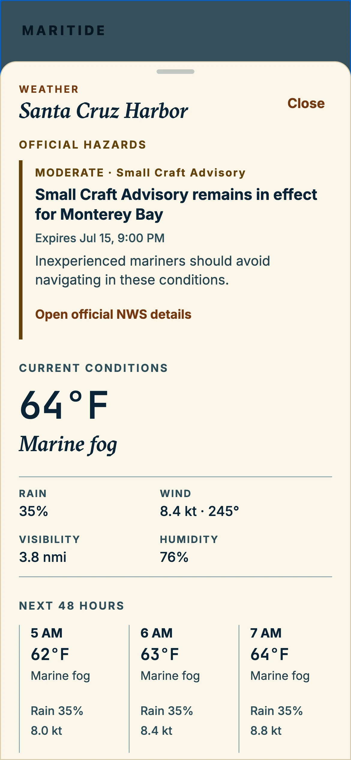 Captain Weather Detail representative preview